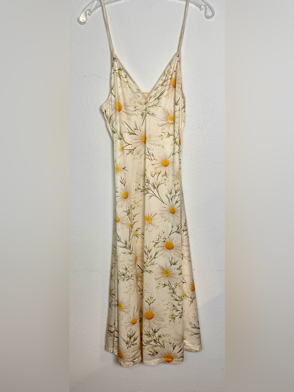 Cream Floral Slip Dress with Yellow Daisies